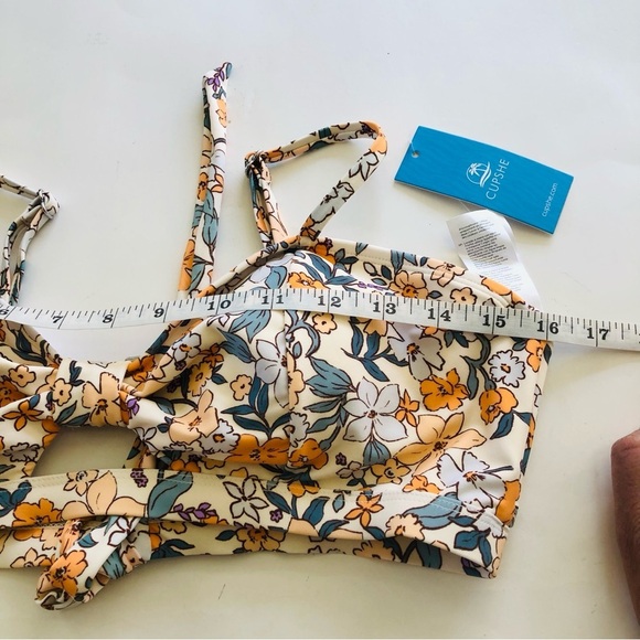 CUPSHE Ditsy Floral knotted Cutout Back Hook Closure High-Waisted Bikini Set M/L - Picture 15 of 16